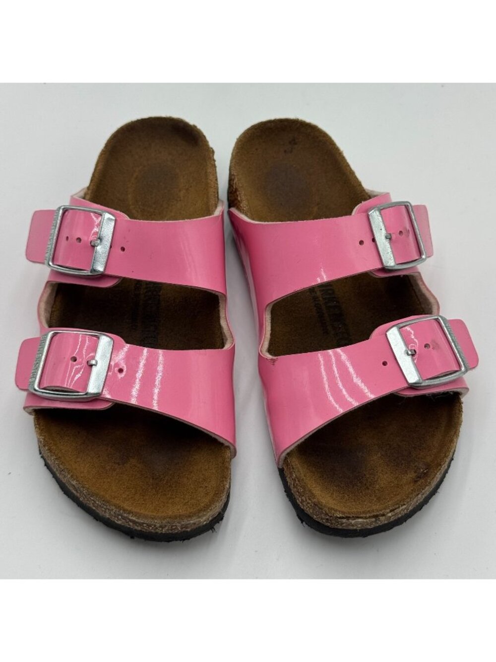 Birkenstock Arizona Slide Sandal Girl 12.5 Pink Patent Leather Flat Double Strap